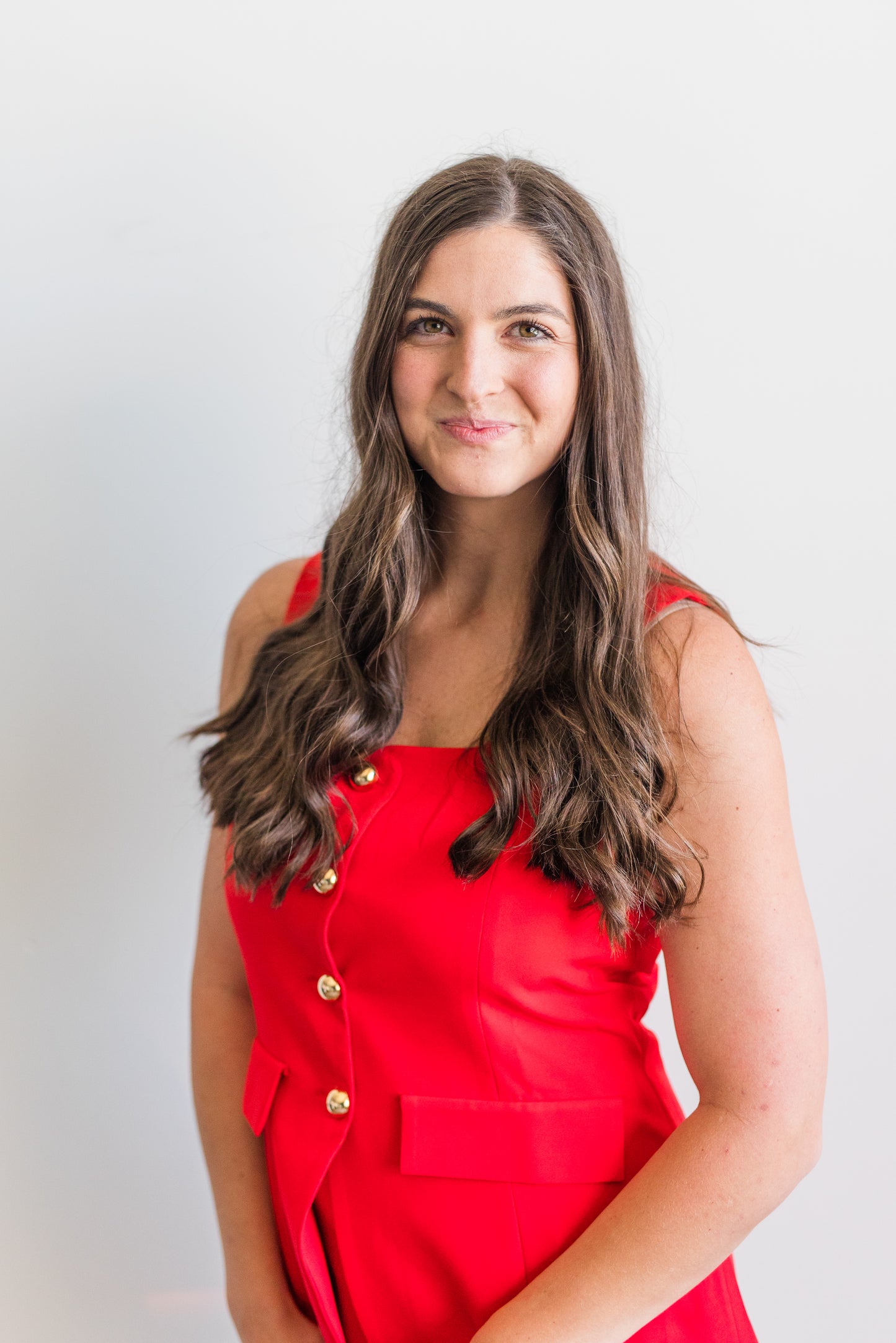 Bold Red Mini Dress with Gold Button Details & Built-In Shorts - 'Bailey Dress'