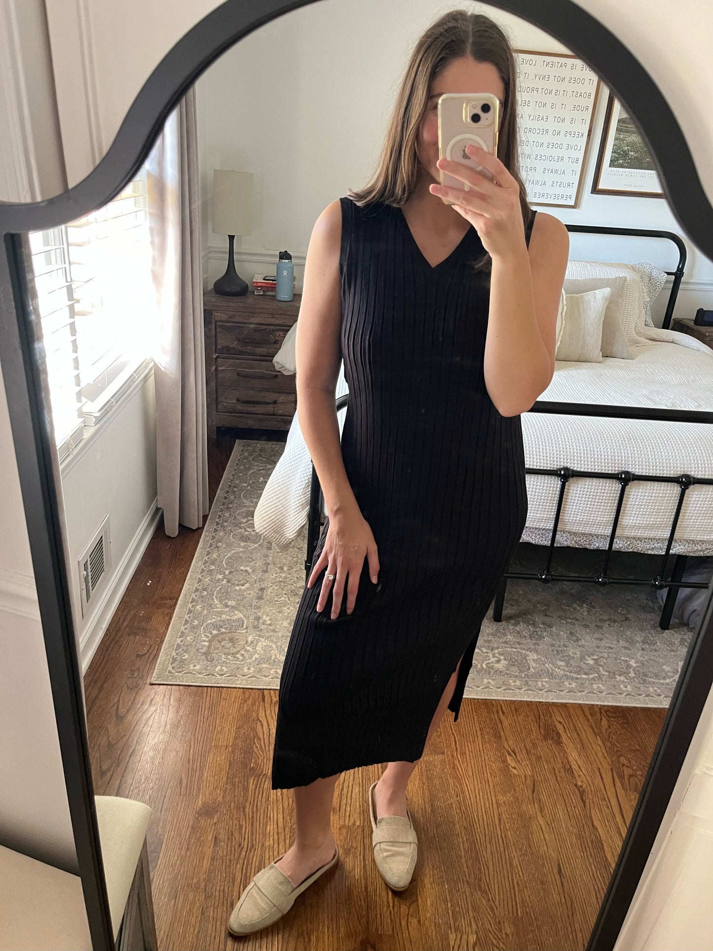 Black Midi Sweater Dress With Tasteful Slit- 'Jada Dress'