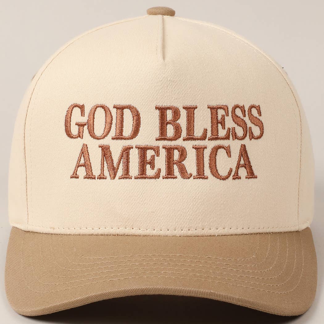 God Bless America Embroidered Two-Tone Canvas Cap