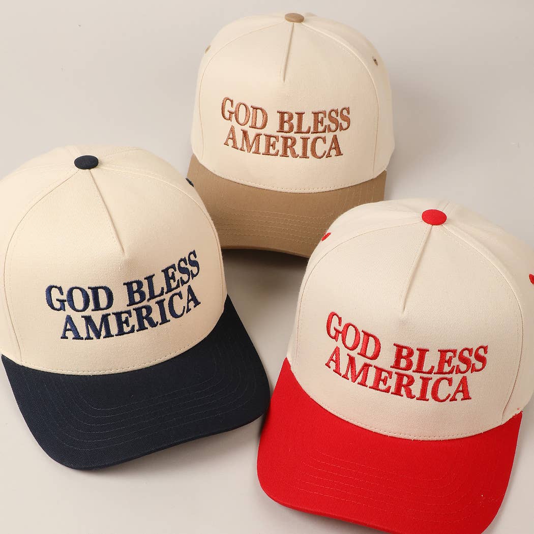God Bless America Embroidered Two-Tone Canvas Cap