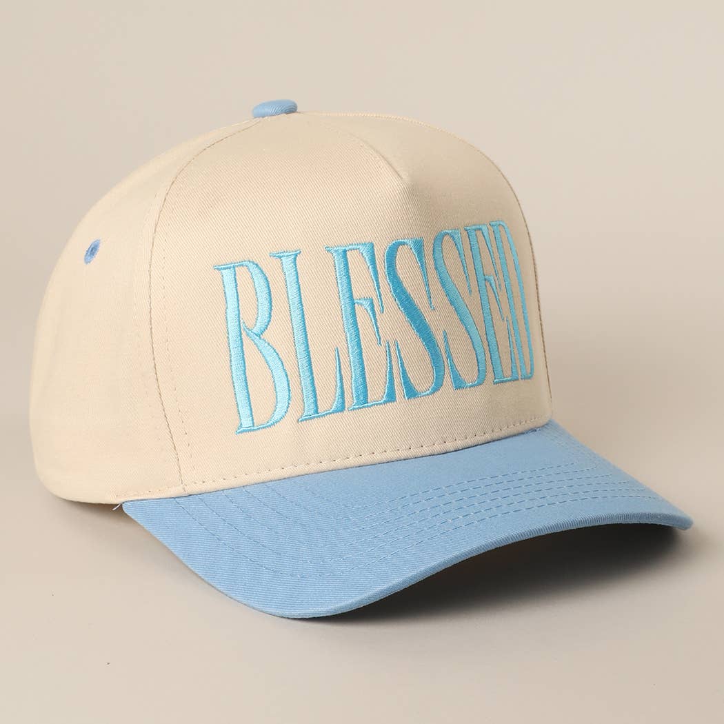 BLESSED Lettering Embroidery Baseball Cap