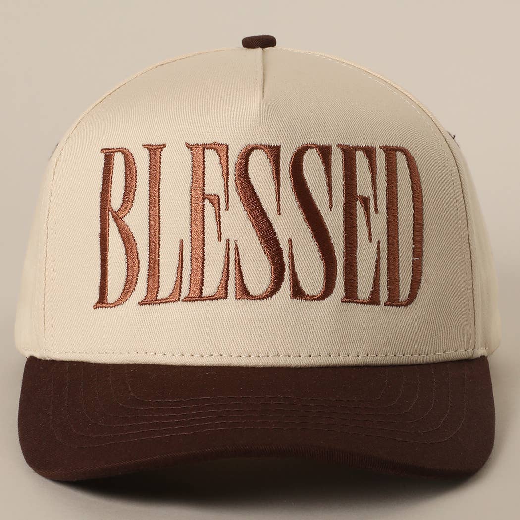 BLESSED Lettering Embroidery Baseball Cap