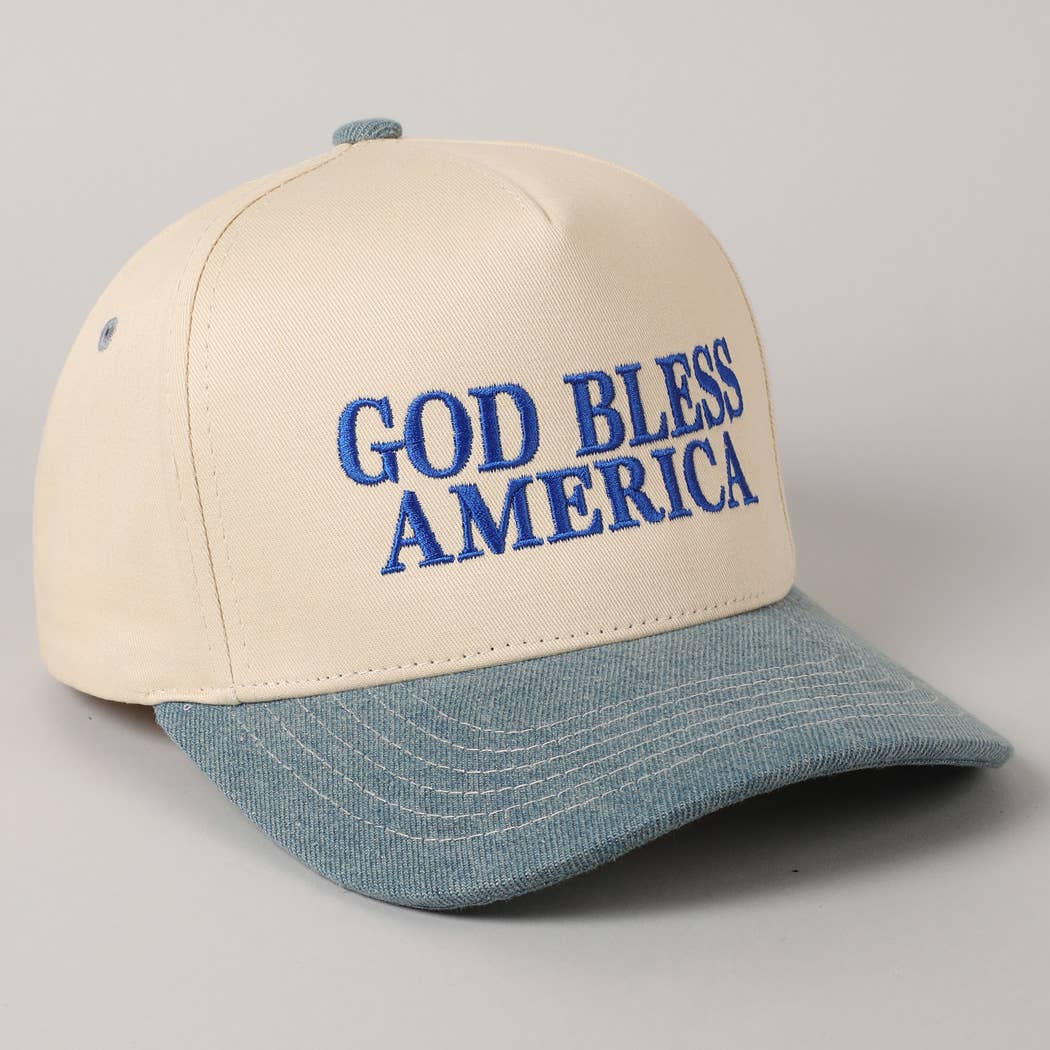 God Bless America Embroidered Two-Tone Canvas Cap