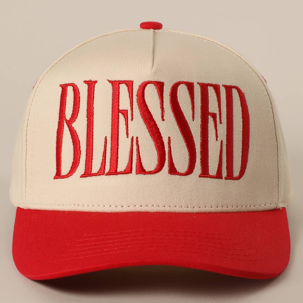BLESSED Lettering Embroidery Baseball Cap