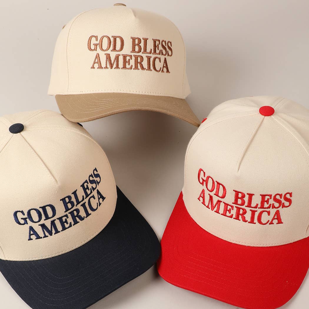 God Bless America Embroidered Two-Tone Canvas Cap