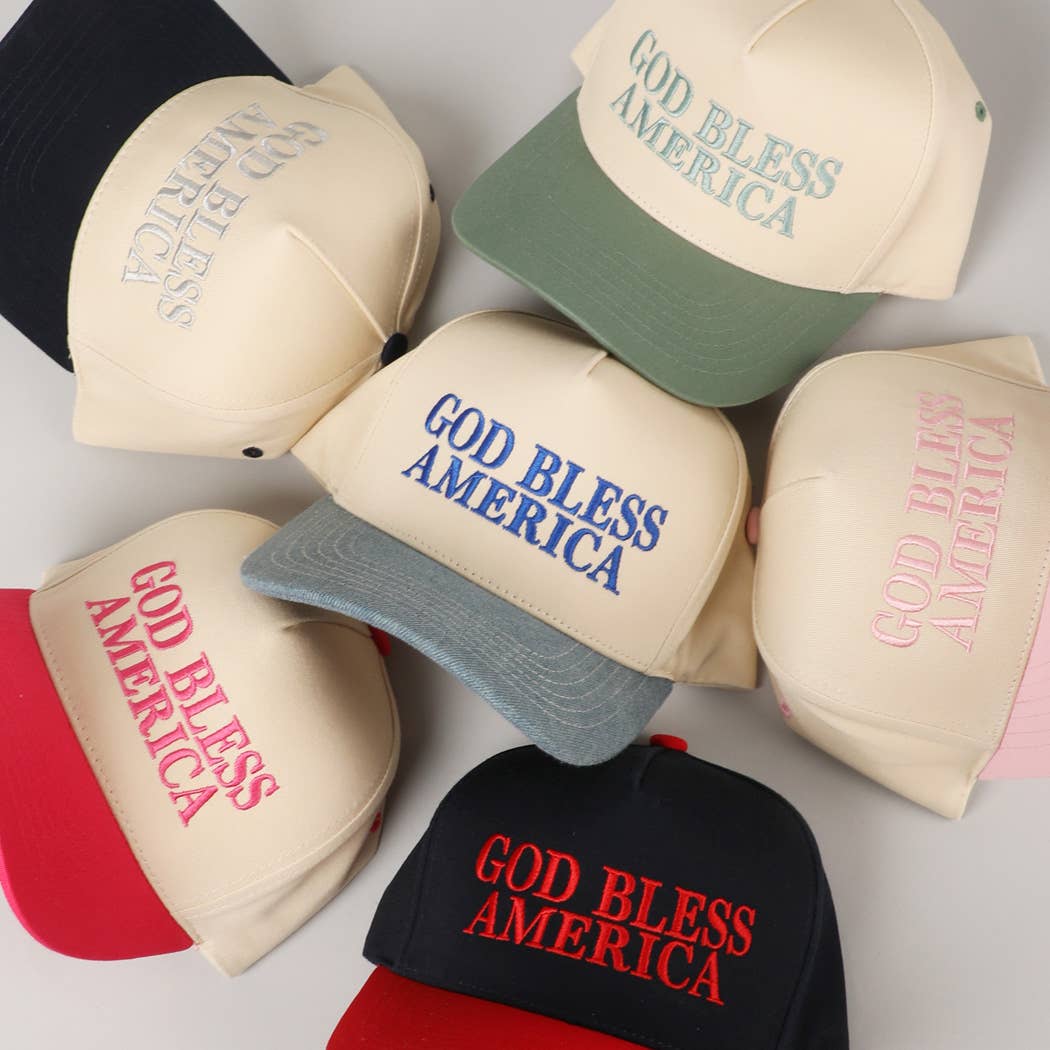 God Bless America Embroidered Two-Tone Canvas Cap
