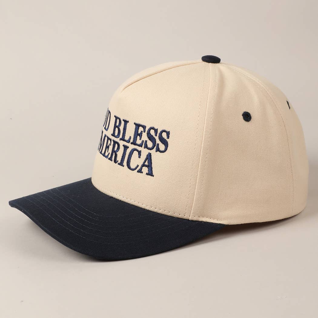 God Bless America Embroidered Two-Tone Canvas Cap