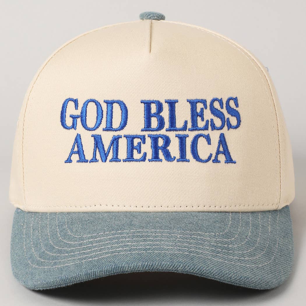 God Bless America Embroidered Two-Tone Canvas Cap