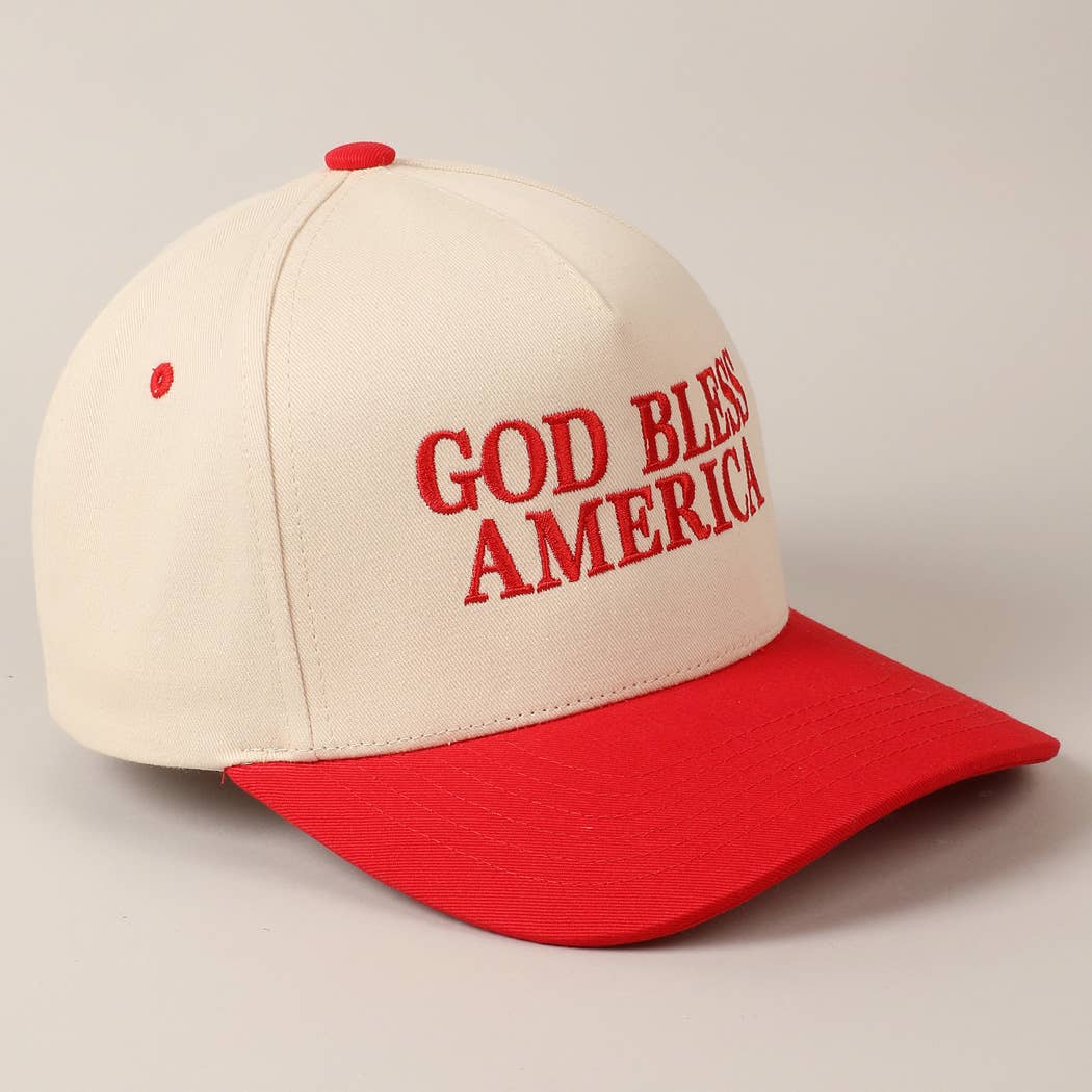 God Bless America Embroidered Two-Tone Canvas Cap