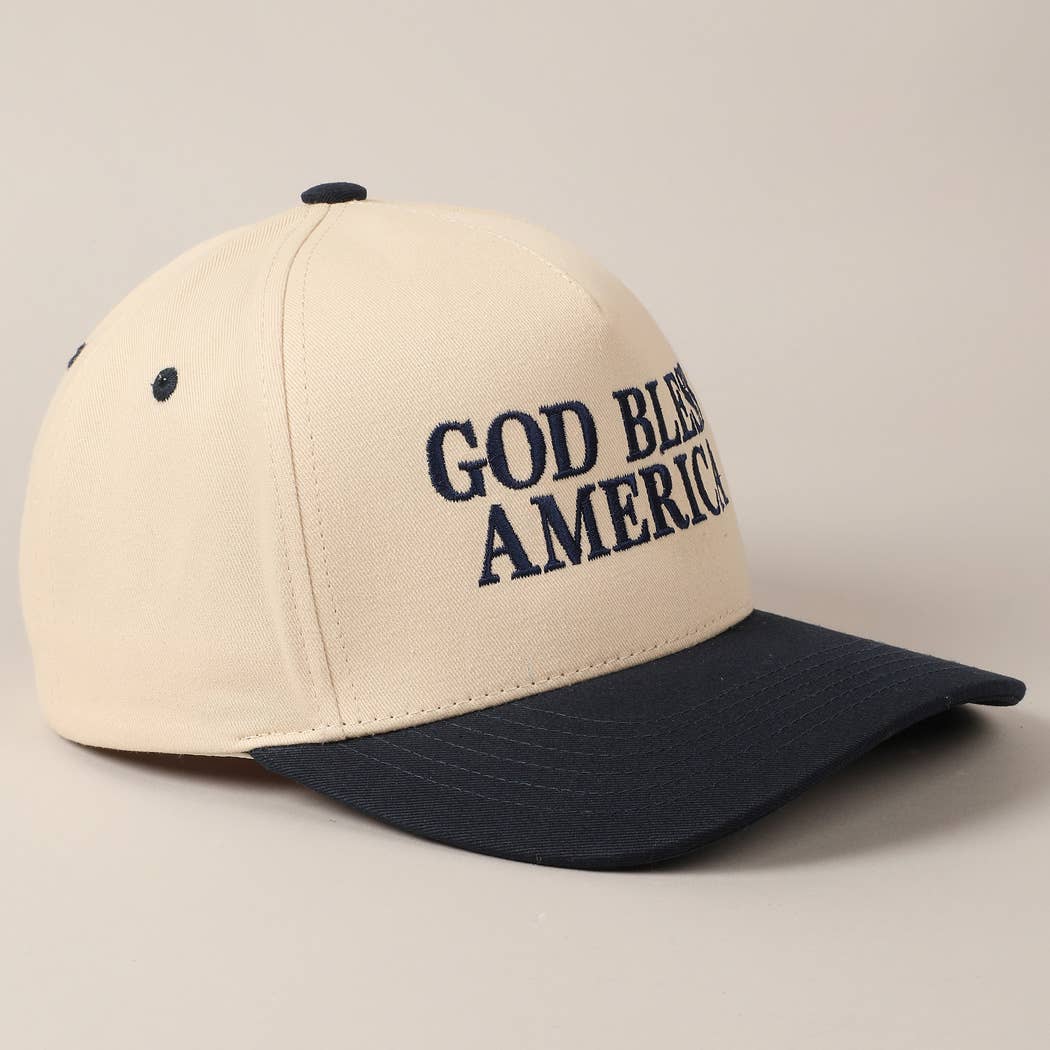 God Bless America Embroidered Two-Tone Canvas Cap