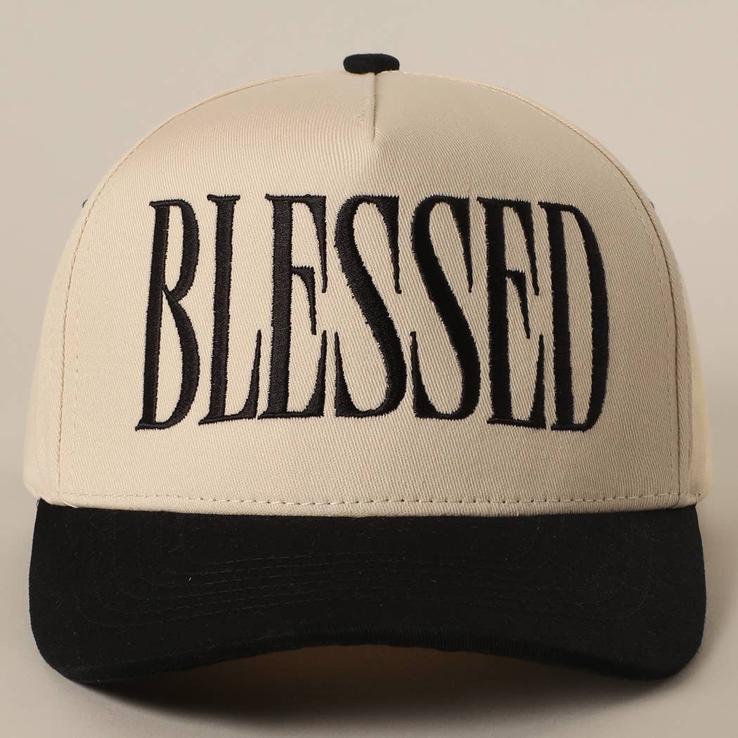 BLESSED Lettering Embroidery Baseball Cap