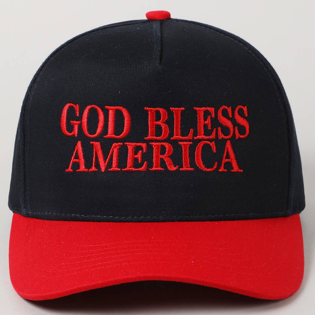 God Bless America Embroidered Two-Tone Canvas Cap