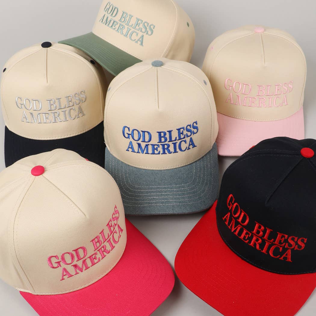 God Bless America Embroidered Two-Tone Canvas Cap