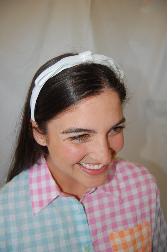 Thin Line Velvet Ribbon Bow Headband