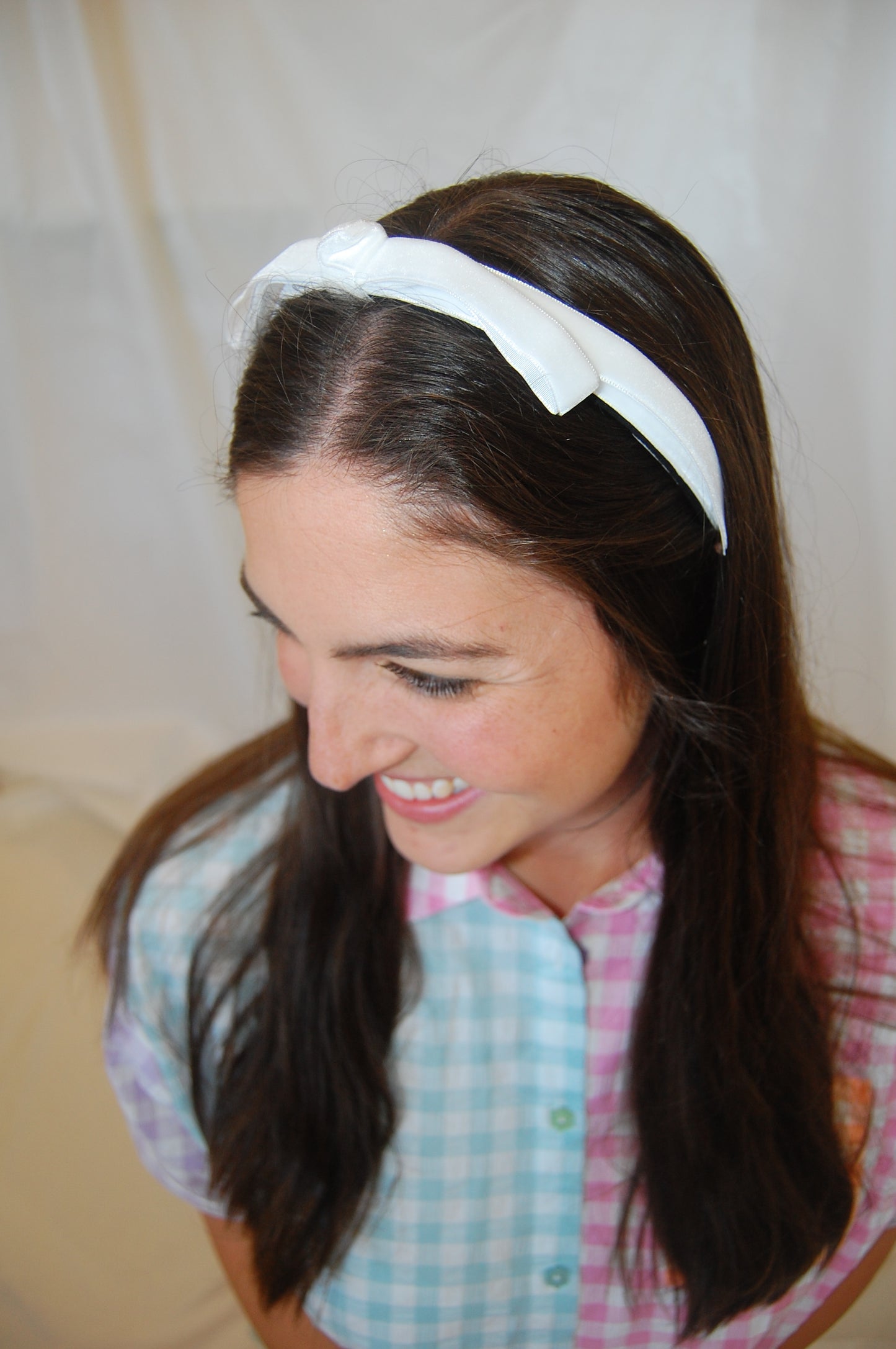 Thin Line Velvet Ribbon Bow Headband