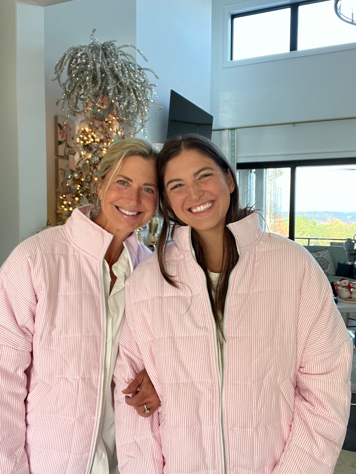 Pink & White Pin-Striped Quilted Jacket with Pockets - Hope Jacket