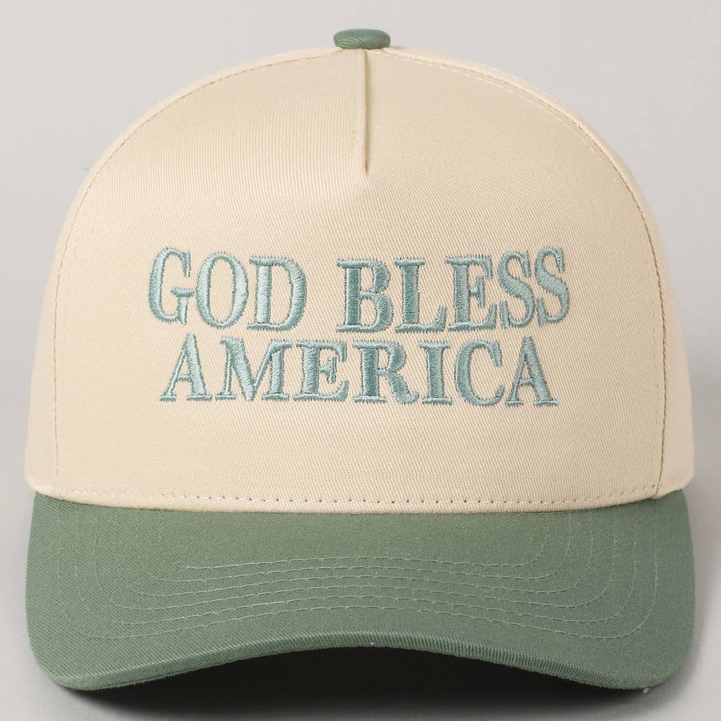 God Bless America Embroidered Two-Tone Canvas Cap