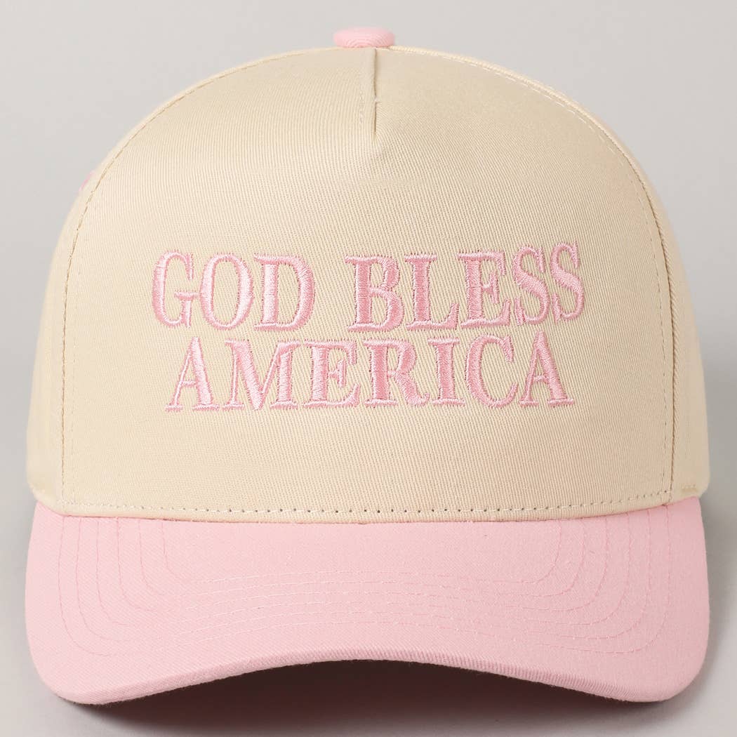 God Bless America Embroidered Two-Tone Canvas Cap
