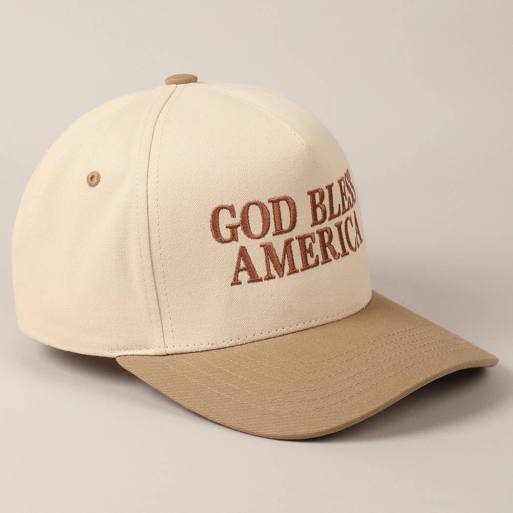 God Bless America Embroidered Two-Tone Canvas Cap