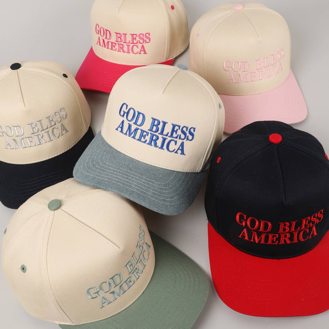 God Bless America Embroidered Two-Tone Canvas Cap