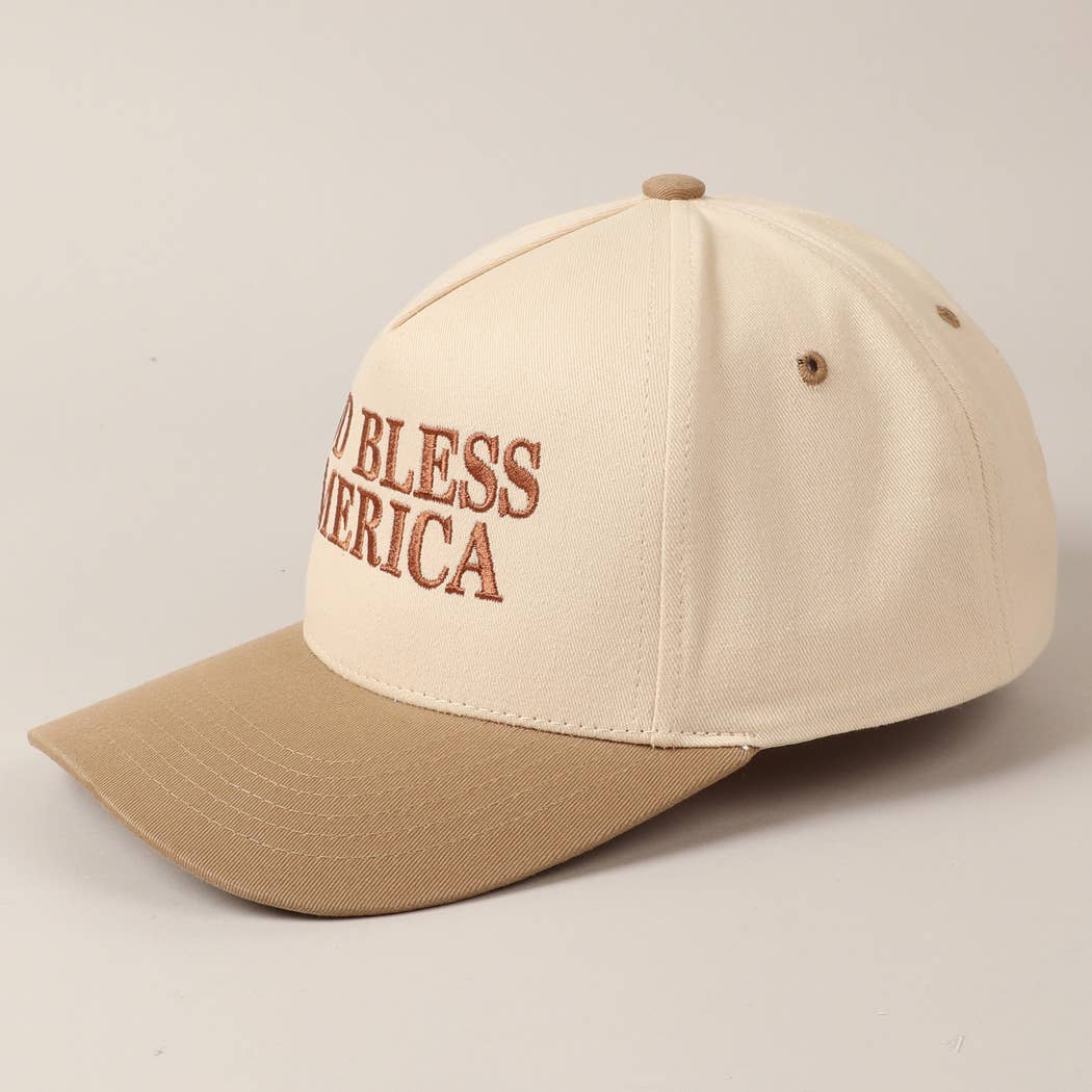 God Bless America Embroidered Two-Tone Canvas Cap