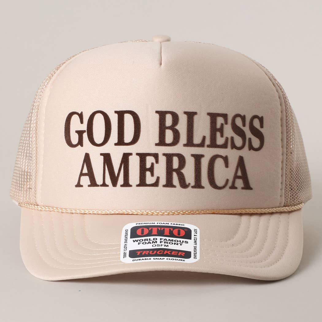 GOD BLESS AMERICA Mesh Back Foam Trucker Hat