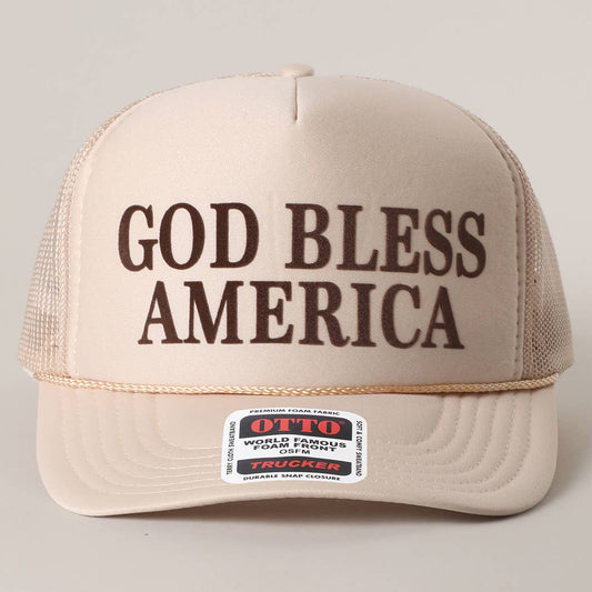GOD BLESS AMERICA Mesh Back Foam Trucker Hat