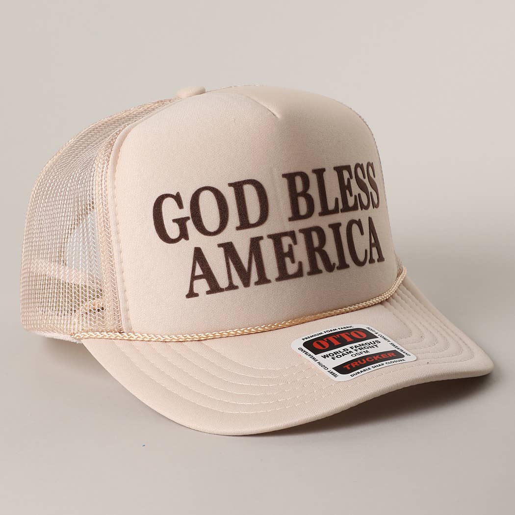 GOD BLESS AMERICA Mesh Back Foam Trucker Hat