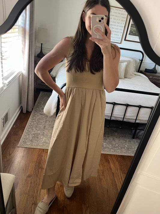 Khaki Tank Top Maxi Dress - 'Lucinda Dress'